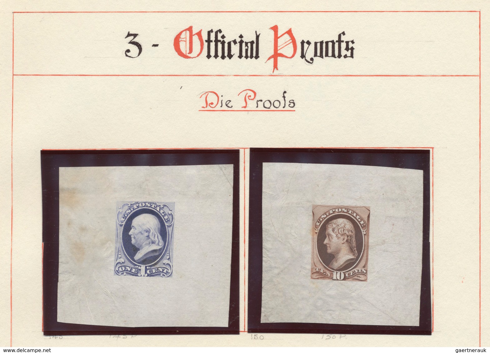 Vereinigte Staaten Von Amerika - Besonderheiten: 1861, Die Proofs Of 1 C. Blue And 10 C. Brown, On L - Other & Unclassified