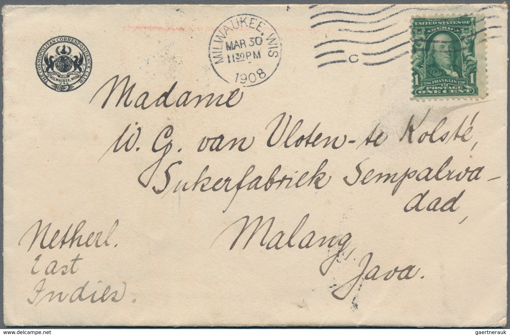 Vereinigte Staaten Von Amerika - Besonderheiten: 1908, Washington 1 C. Green Canc. "MILWAULEE MAR 30 - Sonstige & Ohne Zuordnung