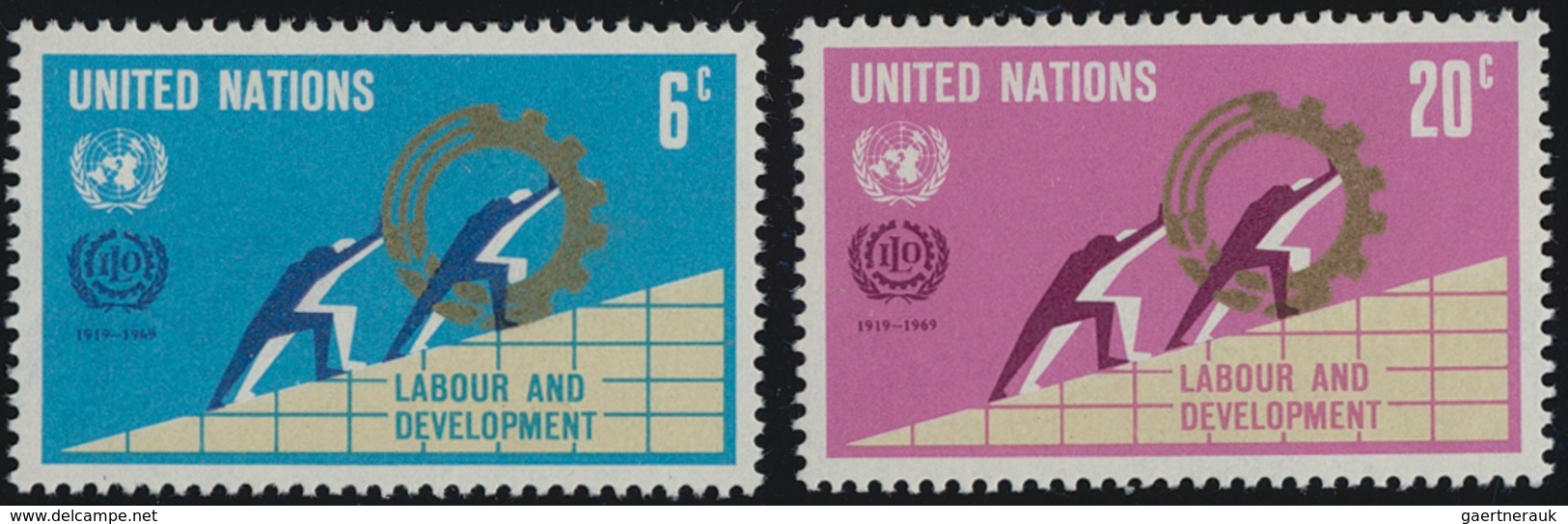 Vereinte Nationen - New York: 1969. Die Proofs For The ILO Issue (Mi #216/17). Mounted Together In A - Sonstige & Ohne Zuordnung