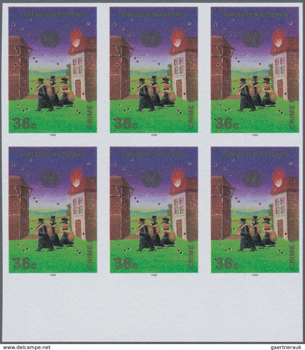 Vereinte Nationen - New York: 1990, Crime Prevention Set Of Two 25c. And 36c. In IMPERFORATE Blocks - Other & Unclassified