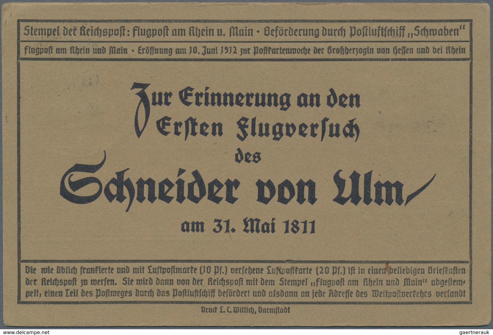 Flugpost Deutschland: 1912, Flugpost Rhein-Main, Belege-Quartett, Dabei 10 Pf Flugpostmarke Mit 10 P - Airmail & Zeppelin