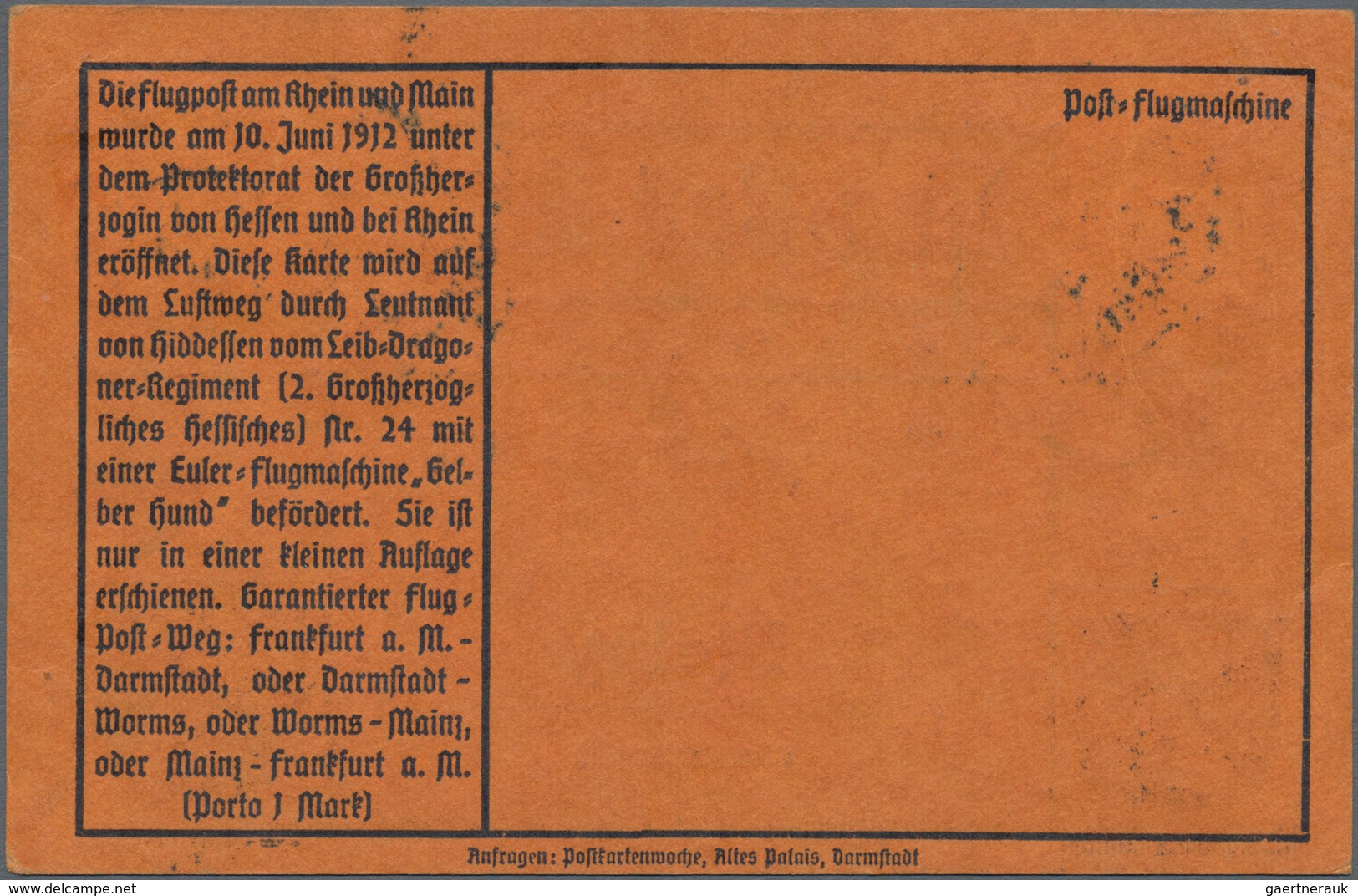 Flugpost Deutschland: 1912, Flugpost Rhein-Main, Belege-Quartett, dabei 10 Pf Flugpostmarke mit 10 P