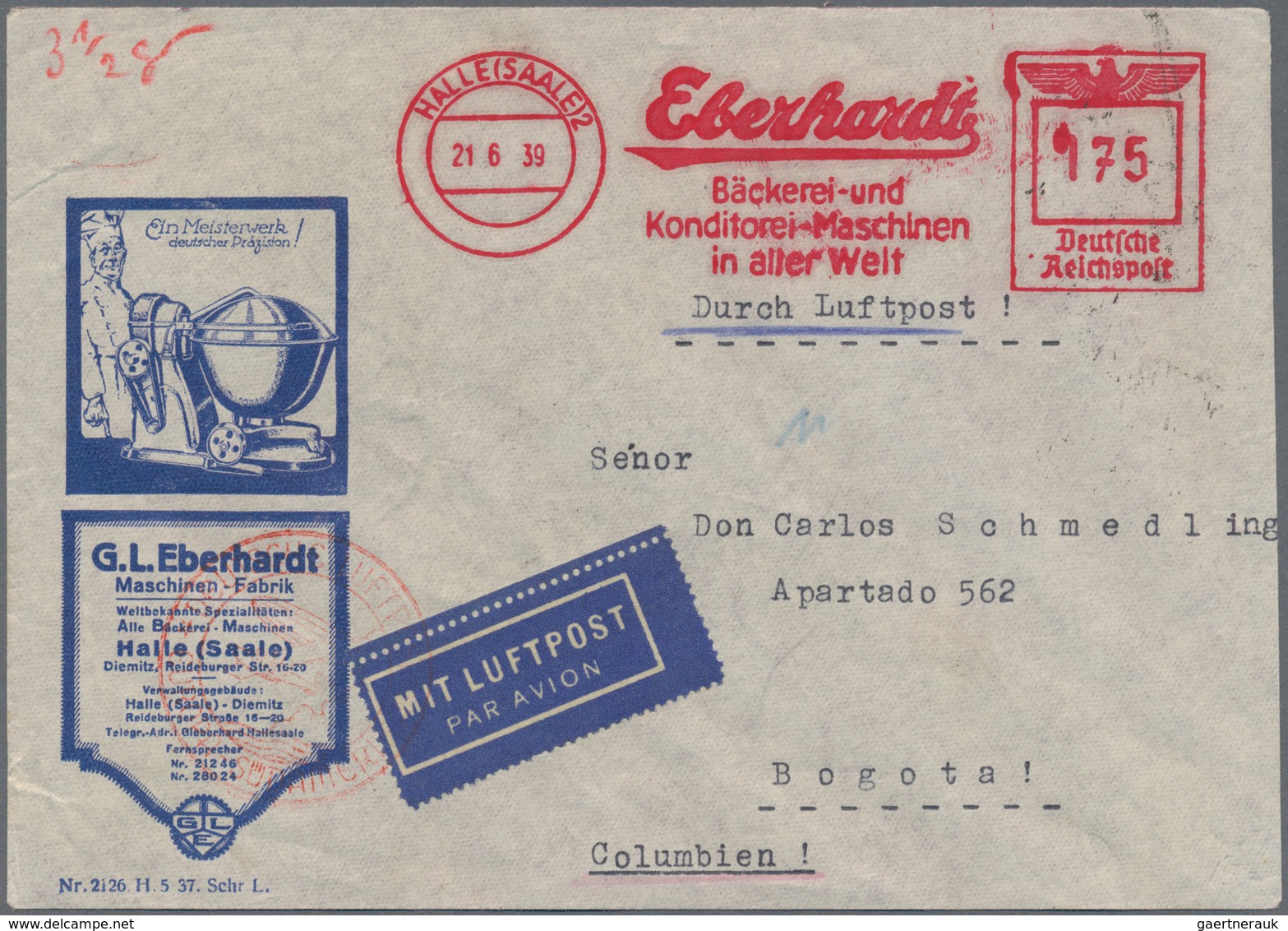 Flugpost Deutschland: 1938/39, Adler 195 Pfg. Mischfrankatur Auf Luftpostbrief Aus Radebeul Nach Med - Airmail & Zeppelin