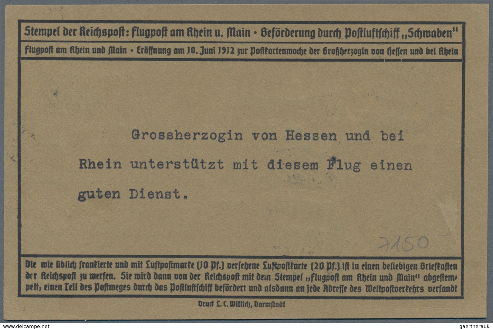 Zeppelinpost Deutschland: 1912, FLUGPOST RHEIN-MAIN, 3-mal 30 Pfg. Flugpostmarke Mit 5 Pfg. Germania - Airmail & Zeppelin