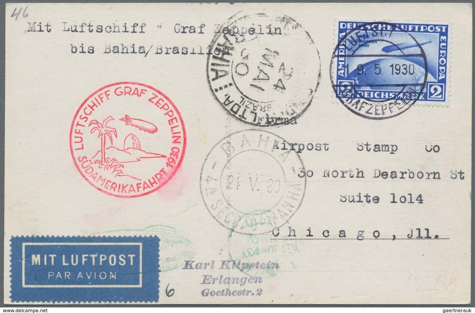 Zeppelinpost Deutschland: 1930 - SAF, Mit Mi. 438 Y Frankierte S/w-AK Als Bordpost Mit Bestätigungss - Airmail & Zeppelin