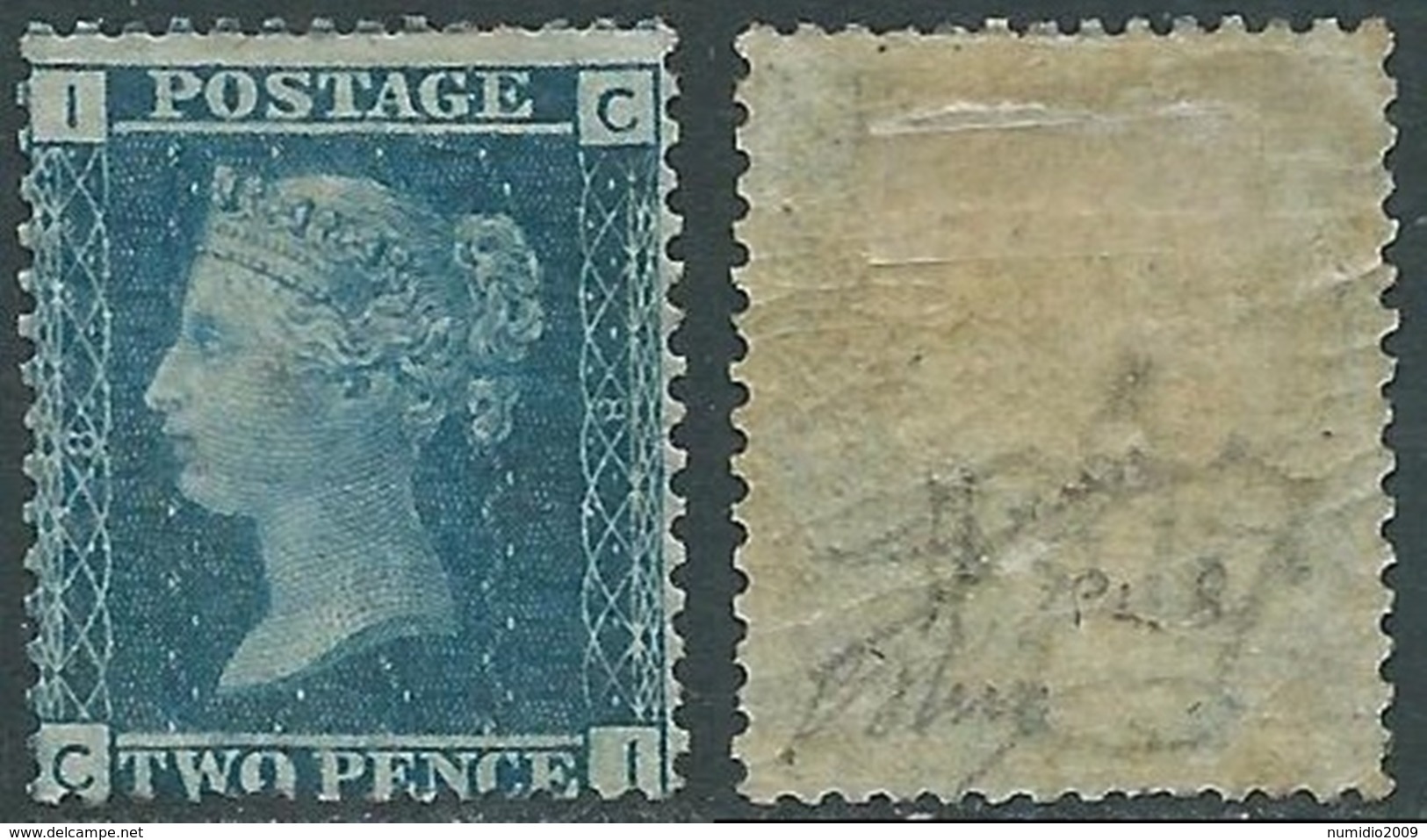 1858-79 GREAT BRITAIN SG 45 2d PLATE 8 (CI) MH * - RC6-7 - Unused Stamps