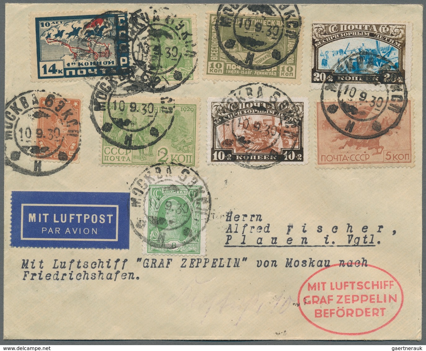 Zeppelinpost Europa: 1930 - Russlandfahrt/Rückfahrt, Mit Normaler Frankatur Frankierter Flugbrief Mi - Europe (Other)