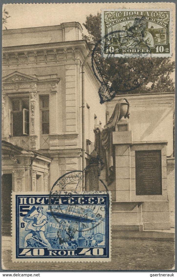 Zeppelinpost Europa: 1930 - Russlandfahrt/Rückfahrt, Bildseitig Frankierte S/w-AK Ohne Leitstempel A - Europe (Other)