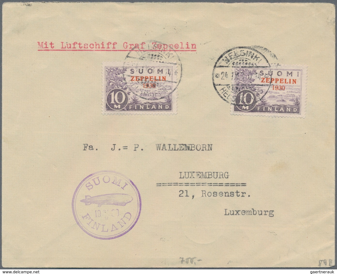 Zeppelinpost Europa: 1930, Balticsea Flight With 'Graf Zeppelin', Finland Post With 2 Zeppelin Overp - Europe (Other)