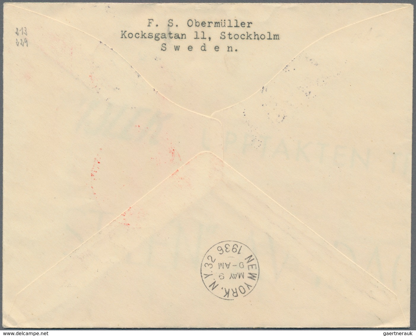Zeppelinpost Europa: 1936, SWEDEN, 1. Northamerica Flight 'Hindenburg', Swedish Post Diff. Values Fr - Europe (Other)