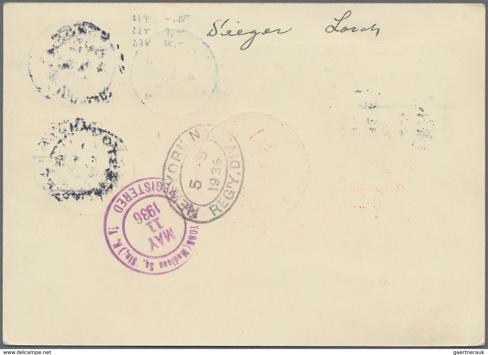 Zeppelinpost Europa: 1936, SWEDEN, 1. Northamerica Flight 'Hindenburg', Swedish Post Diff. Values Fr - Europe (Other)