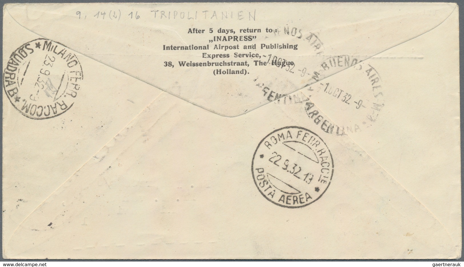 Zeppelinpost Übersee: 1932, TRIPOLITANIA, 7. Southamerica Flight With 'Graf Zeppelin', Tripolitanian - Zeppelins