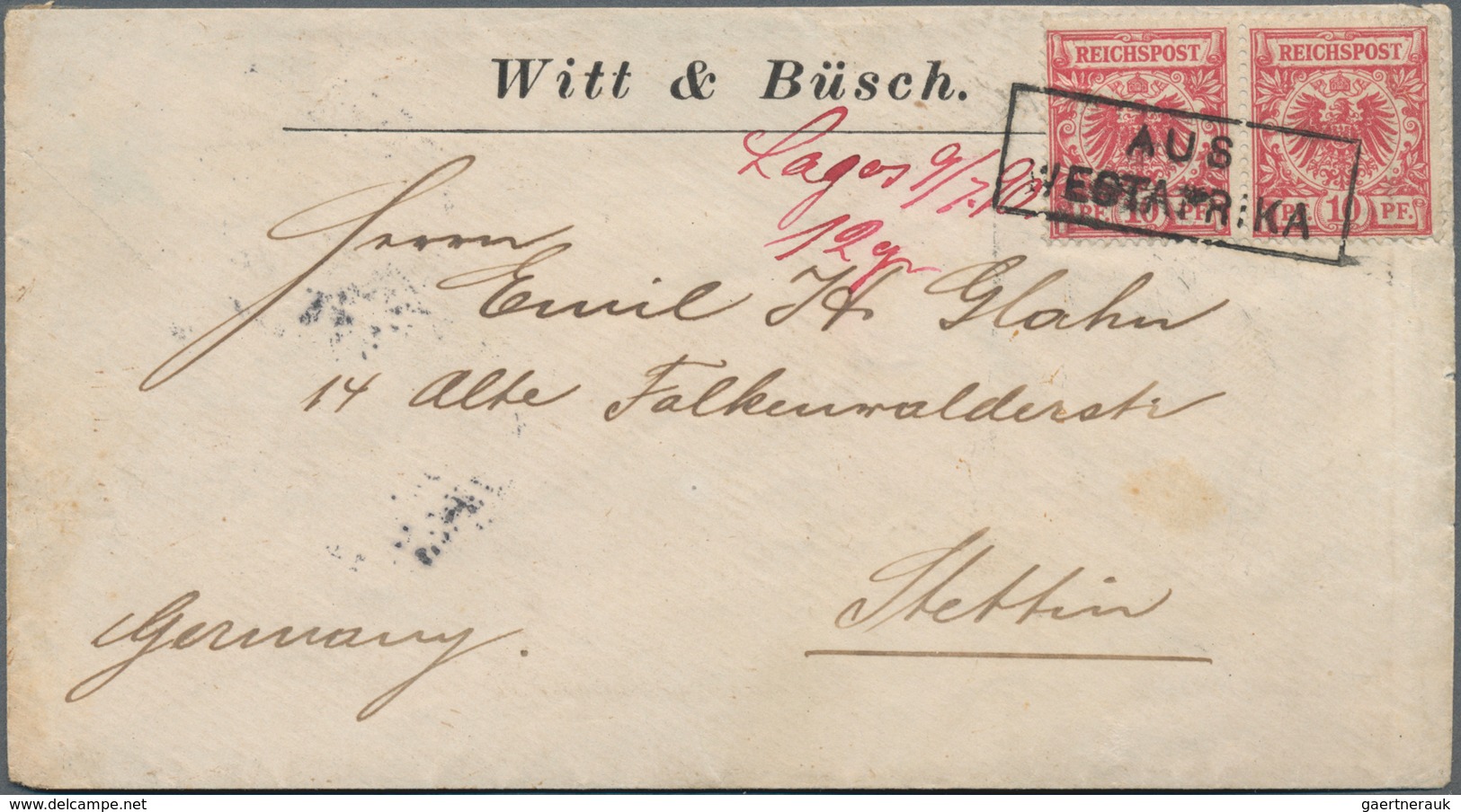 Deutsche Schiffspost Im Ausland - Seepost: 1890, 10 Pfg. Krone/Adler Im Waagerechten Paar (rechte Ma - Sonstige & Ohne Zuordnung
