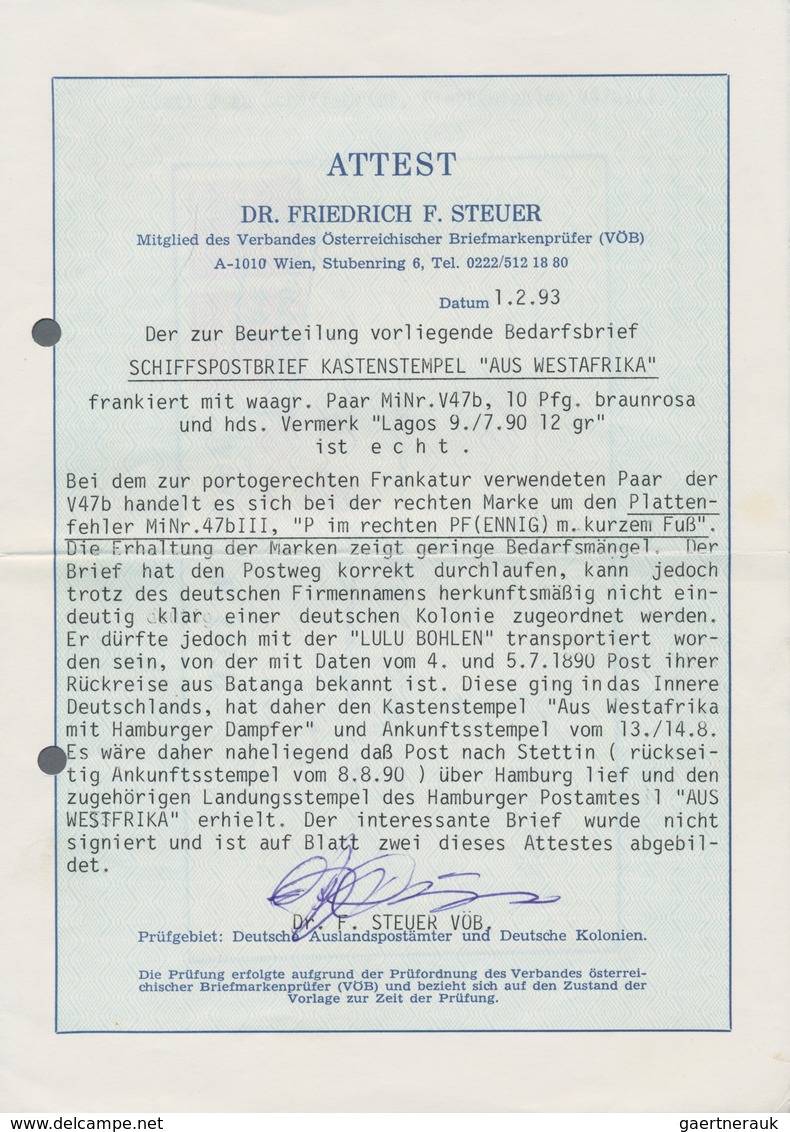 Deutsche Schiffspost Im Ausland - Seepost: 1890, 10 Pfg. Krone/Adler Im Waagerechten Paar (rechte Ma - Other & Unclassified