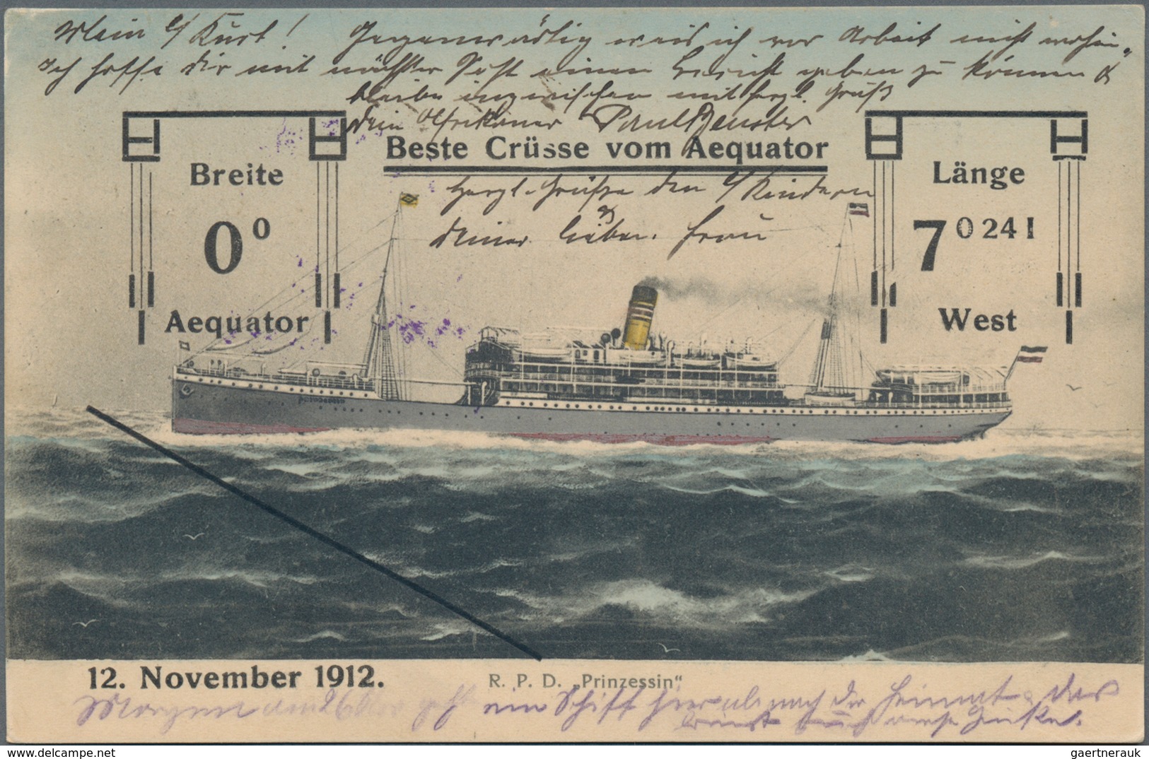 Deutsche Schiffspost Im Ausland - Seepost: 1912, Picture Postcard Of The R.P.D. Princess (Reichspost - Sonstige & Ohne Zuordnung