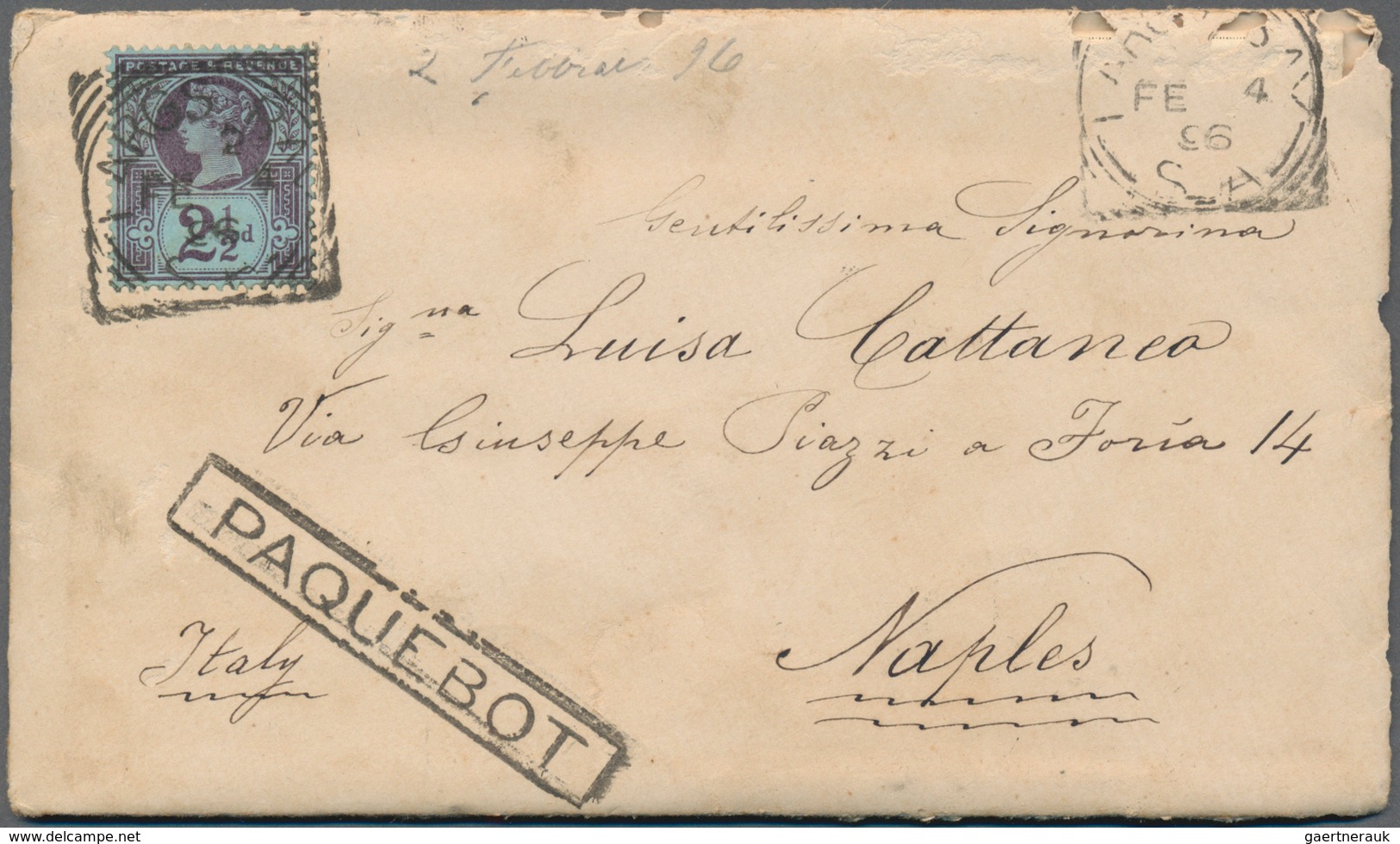 Schiffspost Alle Welt: 1896, Great Britain, Group Of 3 Covers Sent By A Voyager Aboard The 'Orient L - Other & Unclassified