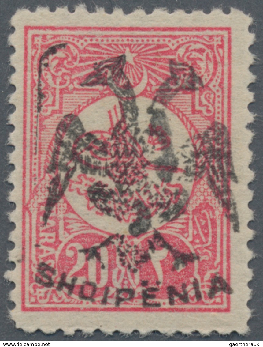 Albanien: 1913, Turkish Stamp With "double Eagle And SHQIPENIA" Hand Stamp Overprint, 20 Pa. Pink Mi - Albania