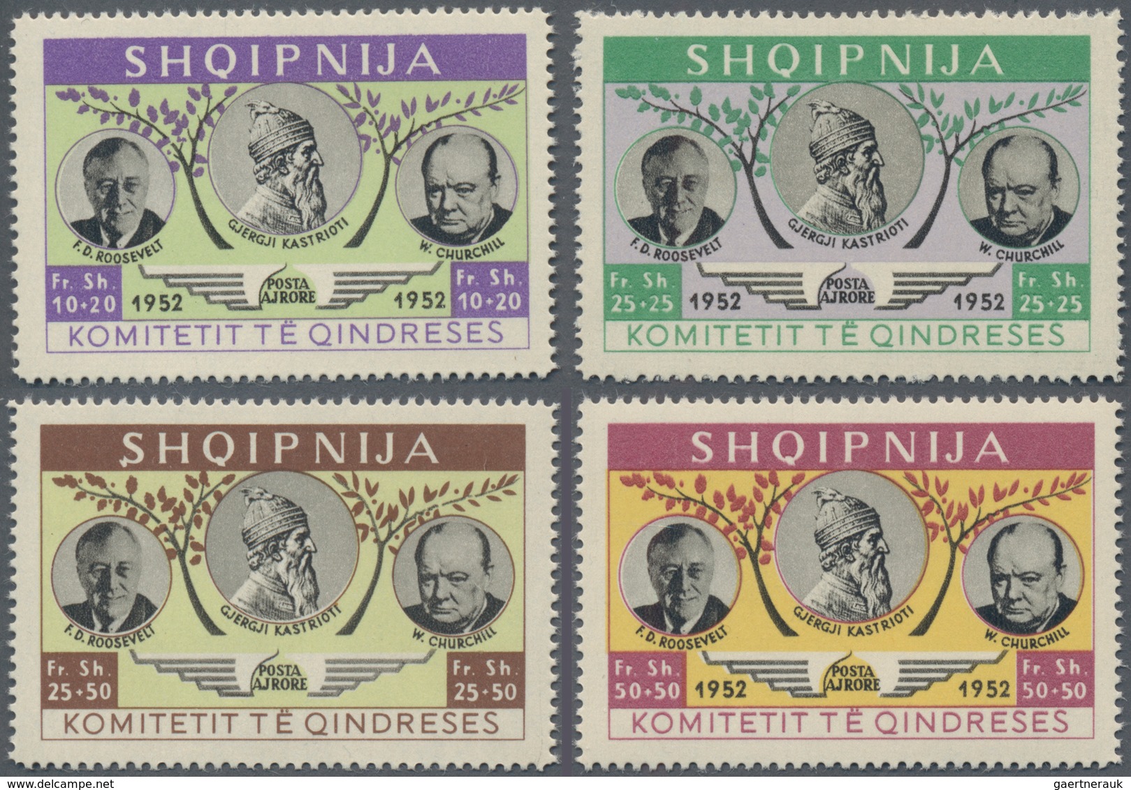 Albanien: 1952. Meeting With Roosewelt And Churchill, Not Issued Semis Postals, Complete Set Of Four - Albania