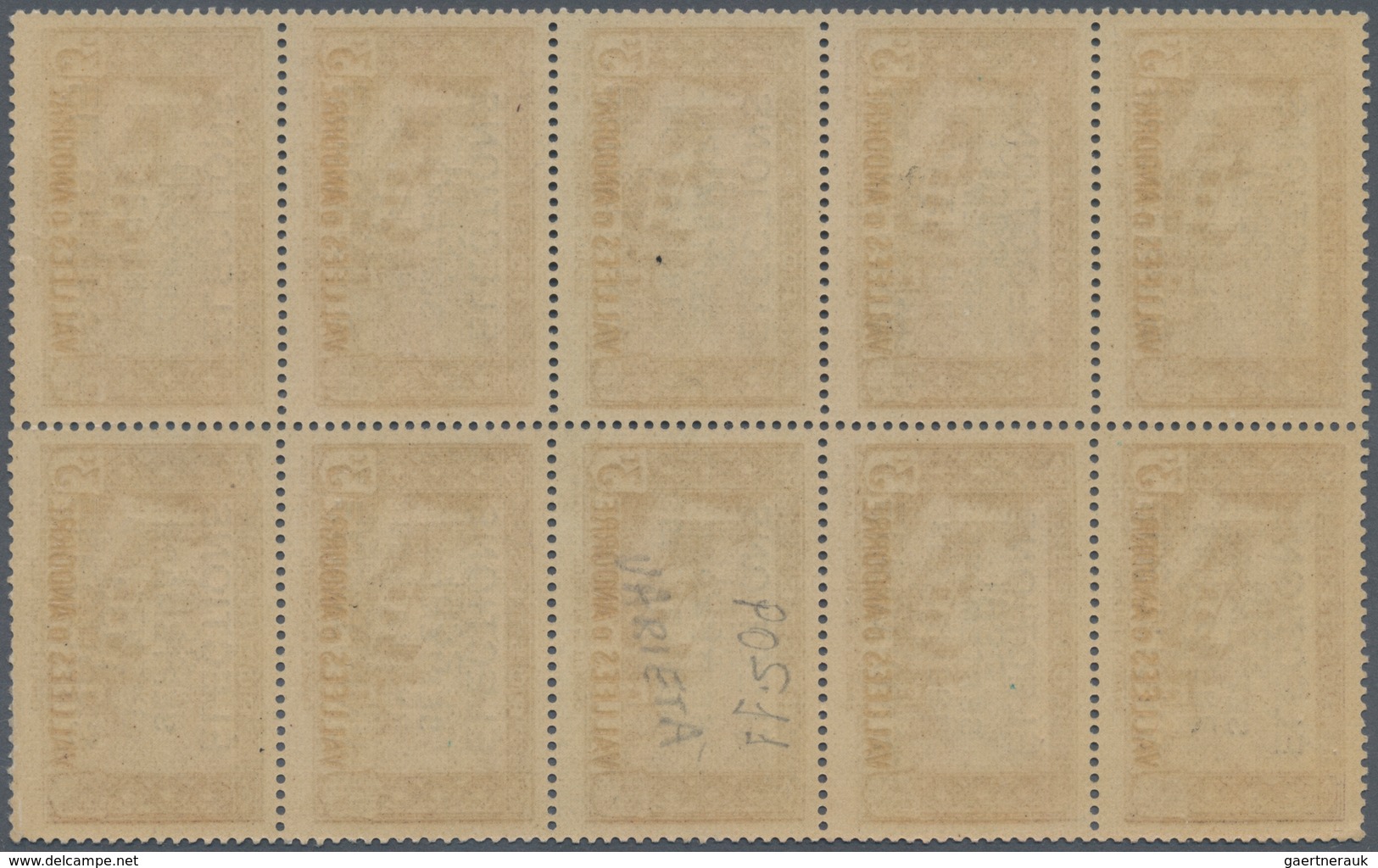 Andorra - Französische Post: 1933, "ELECTIONS" Overprints, Private Issue, 3c. Brown In Block Of Ten - Other & Unclassified