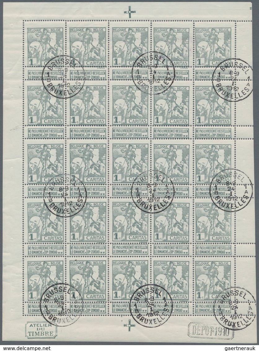 Belgien: 1910, Caritas Issue (type Montald) Complete Set Of Four With 1c. Grey, 2c. Brown-lilac, 5c. - Sonstige & Ohne Zuordnung
