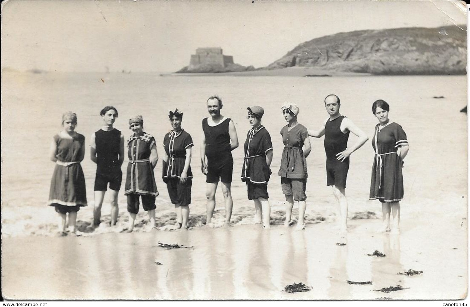 Carte Photo -st Malo - Plage De Bon Secours - Baigneurs Et Baigneuses - Saint Malo