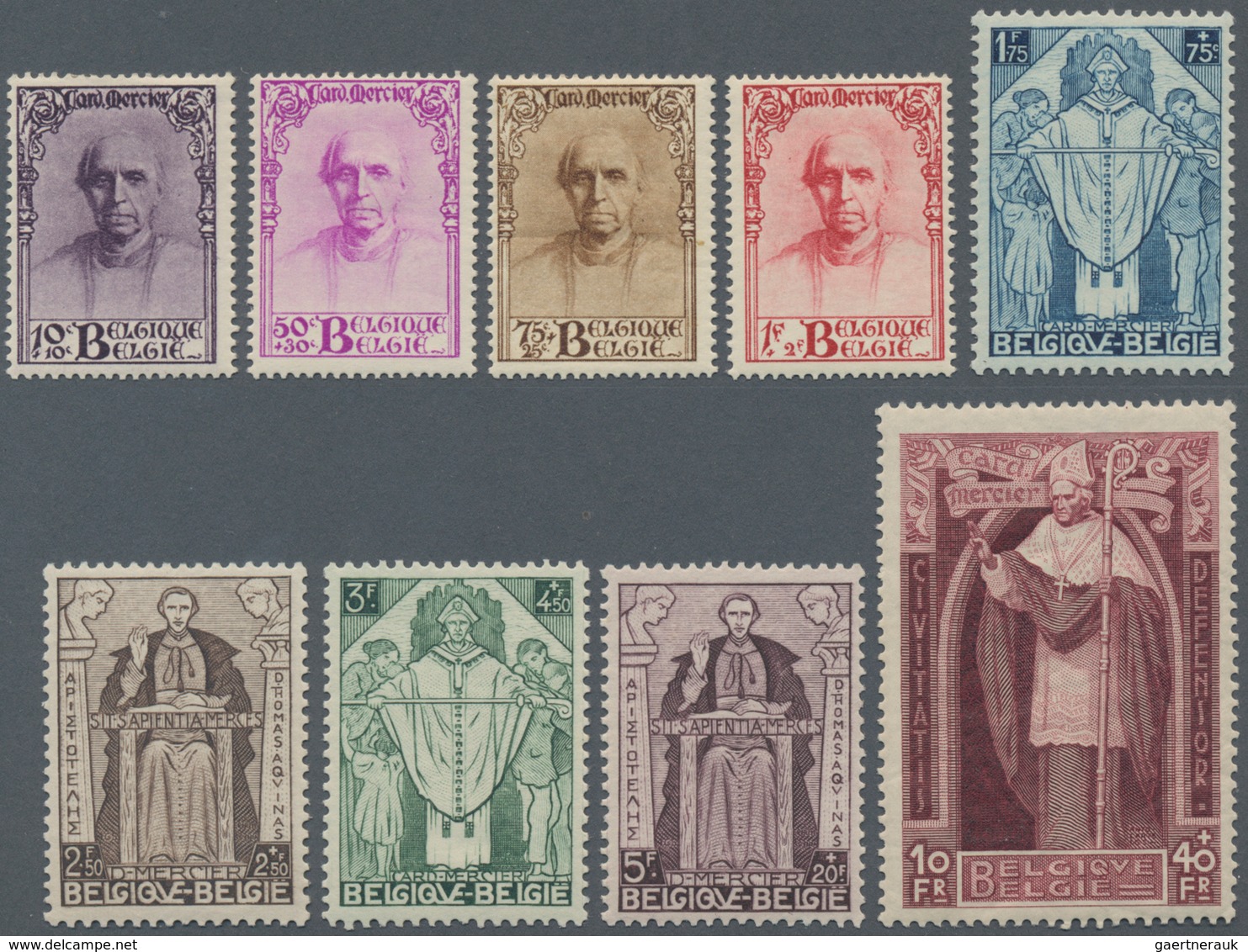 Belgien: 1932, Cardinal Mercier, 10c.-10fr., Complete Set Of Nine Values, Fresh Colours And Well Per - Andere & Zonder Classificatie