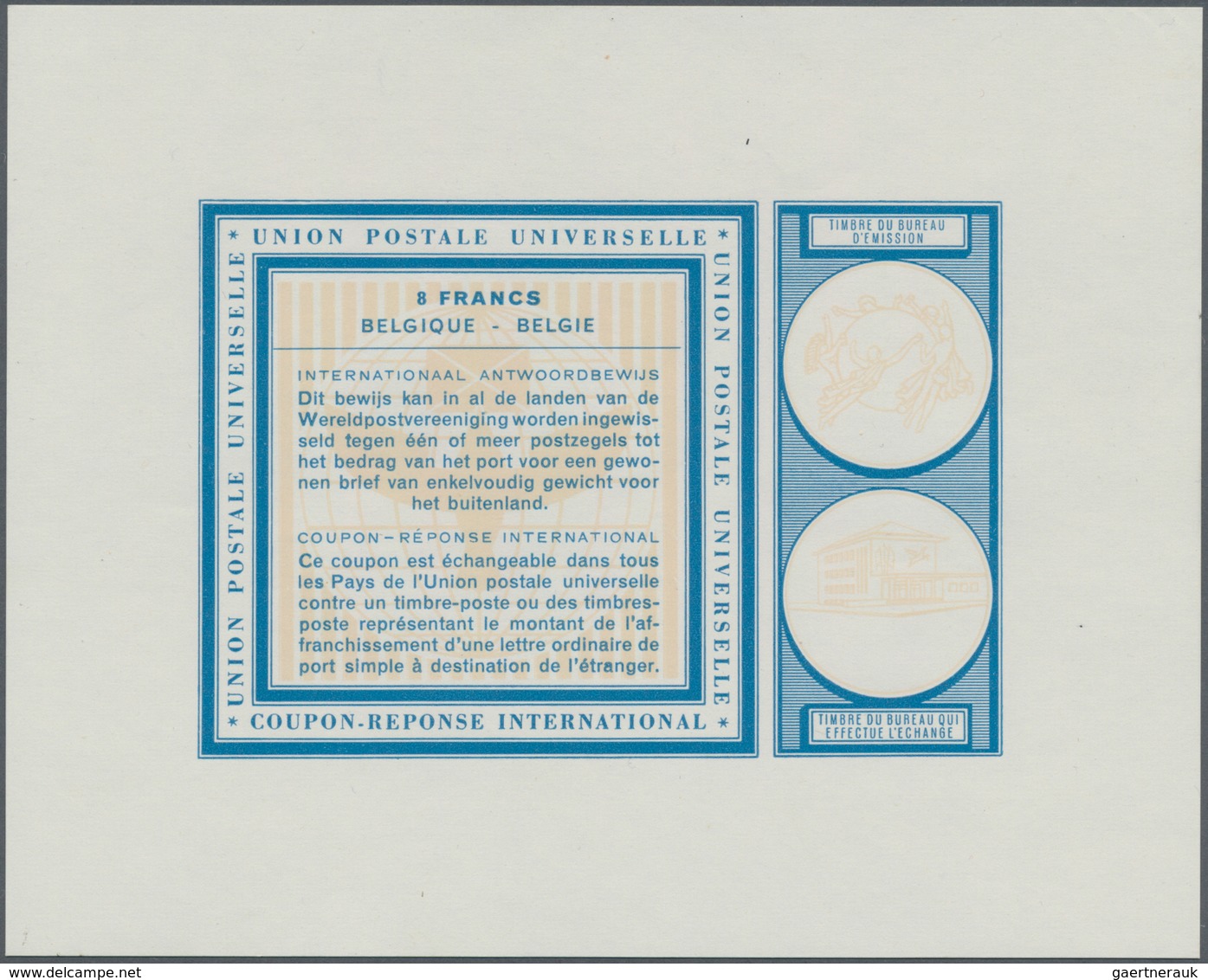 Belgien: 1966. Essay Coloured Cobalt-blue With Light-chrome-yellow Background Illustrations For 8 Fr - Other & Unclassified
