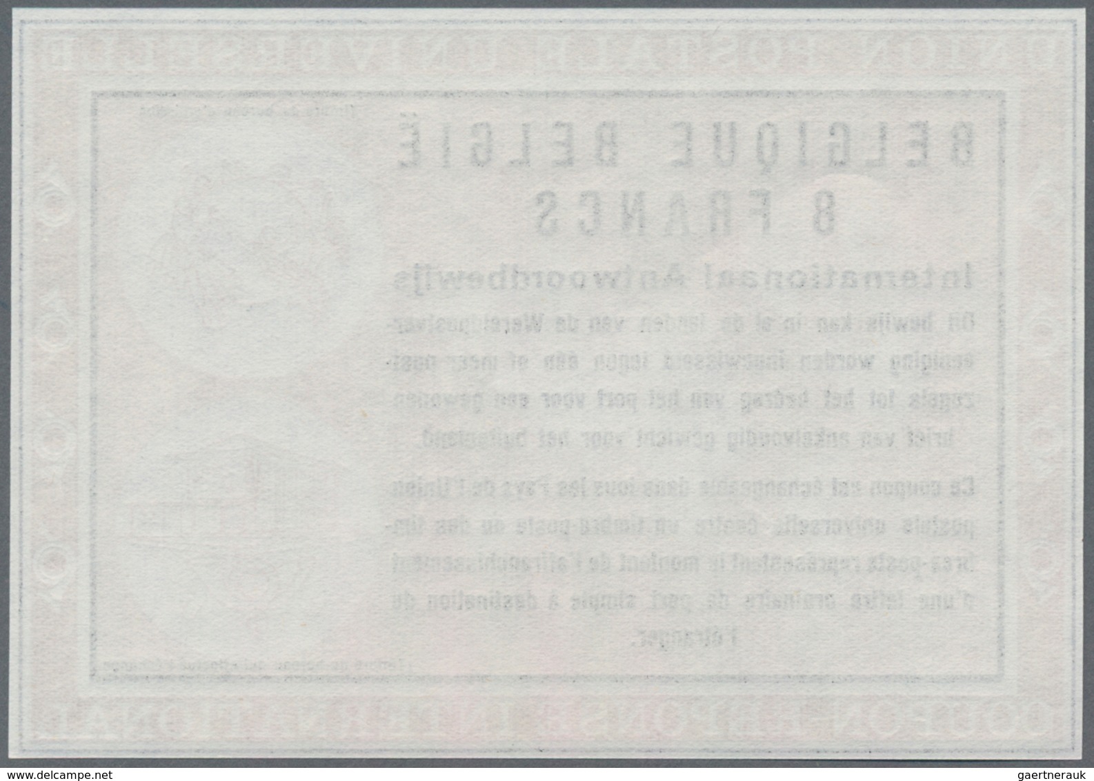 Belgien: 1966. Essay Coloured Light Brownish Red For "International Reply Coupon 8 Francs" (Vienna T - Other & Unclassified