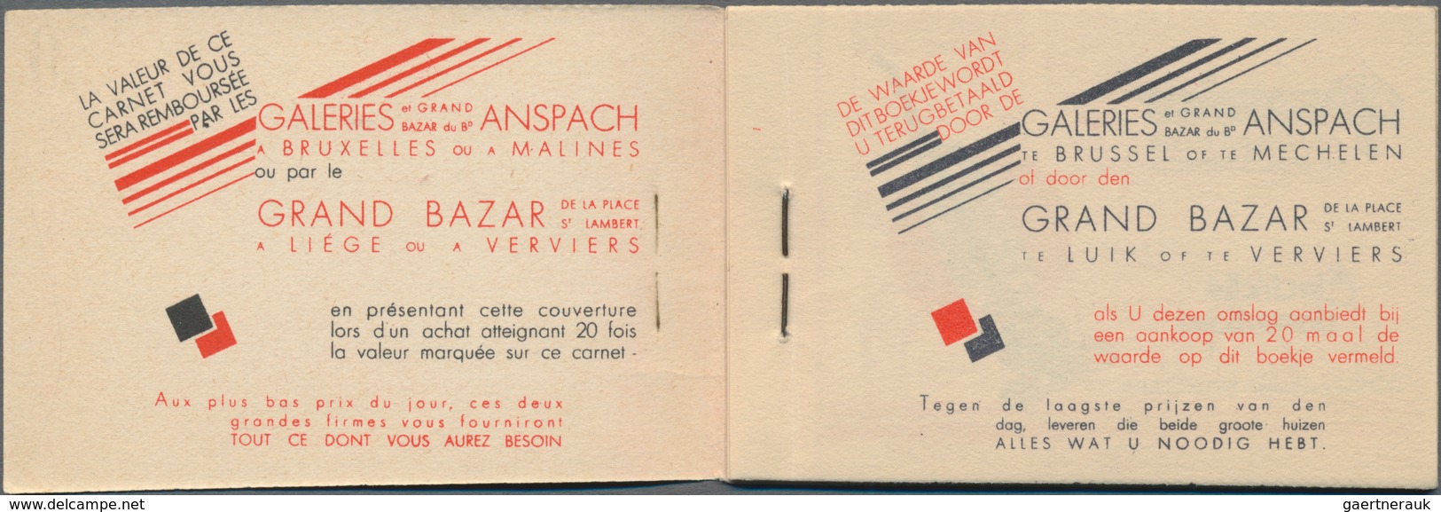 Belgien - Markenheftchen: 1931, Complete Booklet 3.50fr. Containing Four Different Panes With Total - Ohne Zuordnung