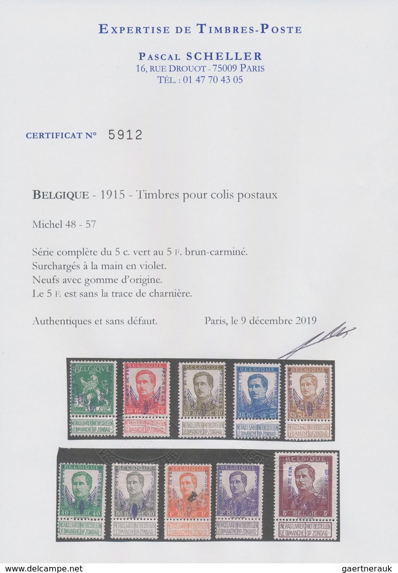 Belgien - Eisenbahnpaketmarken: 1915, Whinged Wheel Overprints, 5c.-5fr., Complete Set Of Ten Values - Gepäck [BA]