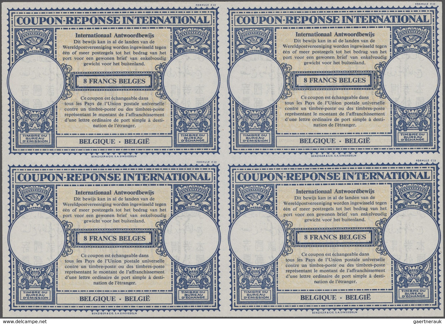 Belgien - Ganzsachen: 1953 International Reply Coupon (I.R.C.) 8fr. For Belgium, Type London, Printe - Other & Unclassified