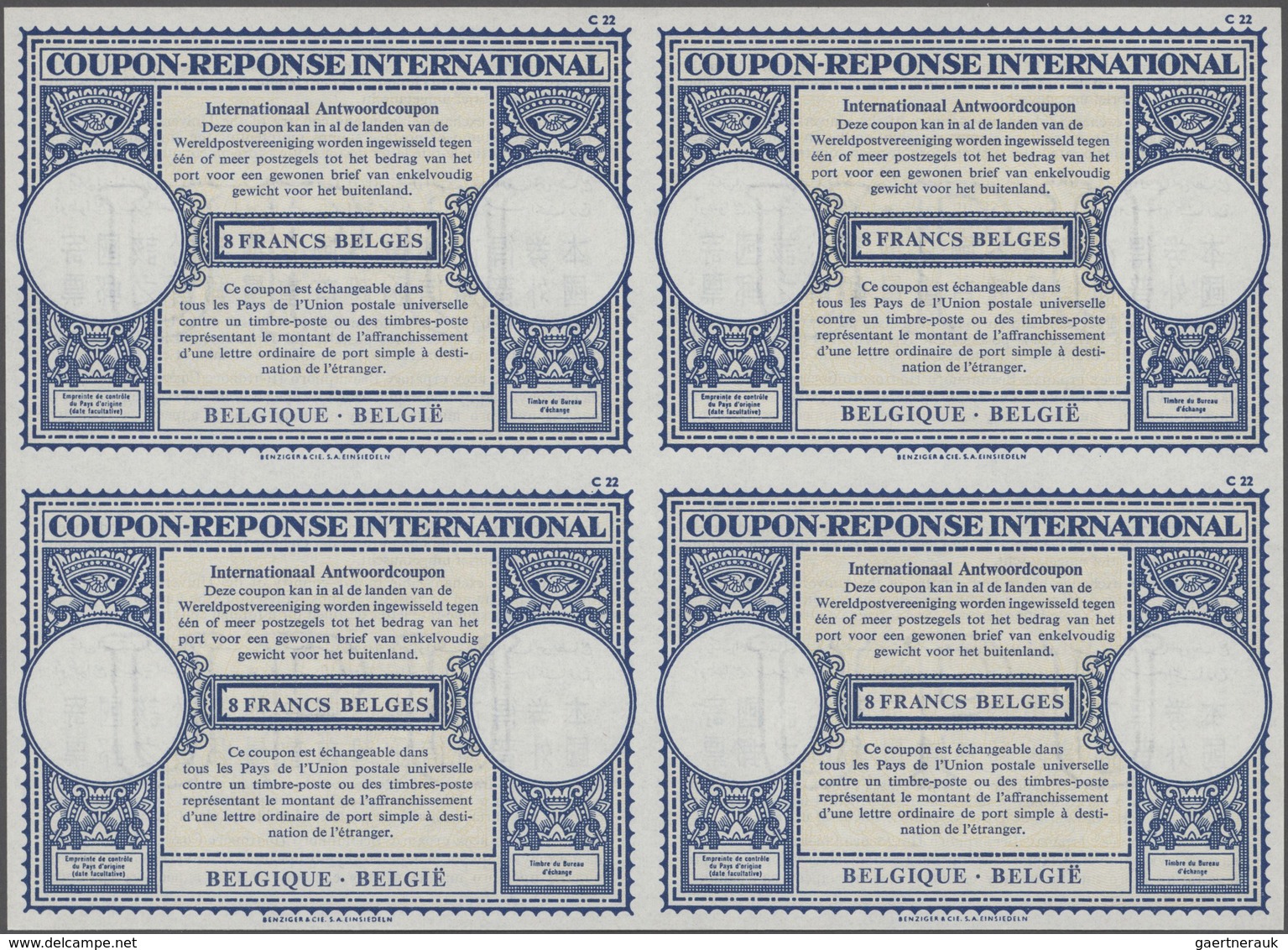 Belgien - Ganzsachen: 1964 International Reply Coupon (I.R.C.) 8fr. For Belgium, Type London, Printe - Other & Unclassified