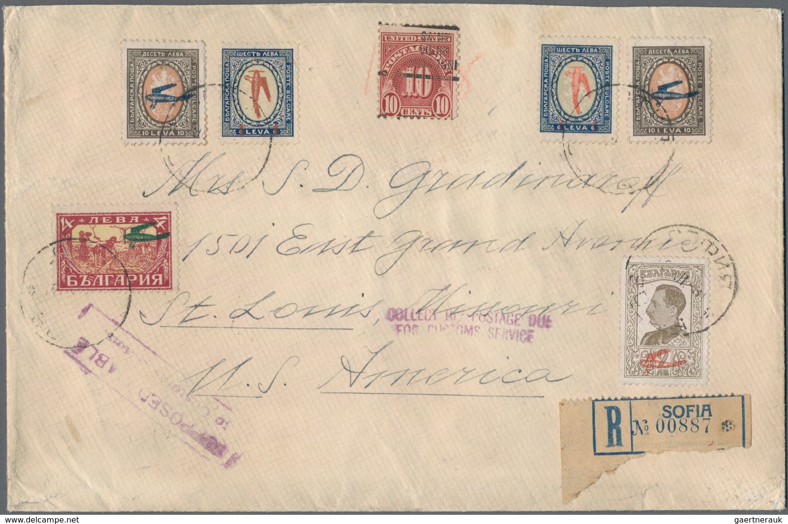 Bulgarien: 1927, Airmails, Attractive Franking Of Six Values Incl. Not Issued I+III On Registered Co - Covers & Documents