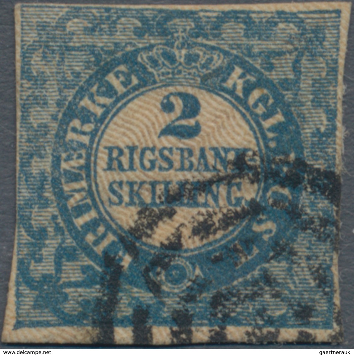 Dänemark: 1851 2 R.B.S. Blue, Type 9 From Plate I, Pos. 18, "SUBSTITUTED CLICHÉ", Used And Cancelled - Sonstige & Ohne Zuordnung