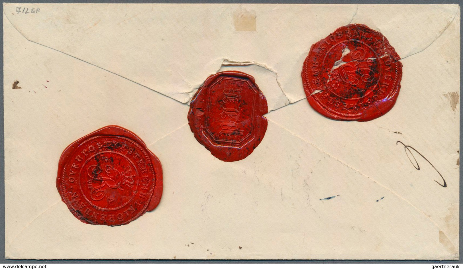 Dänemark: 1859, Stampless Sealed Value Letter From KJOBENHAVN, 7/9 1859, Sent Via Hannover's P.O. In - Other & Unclassified