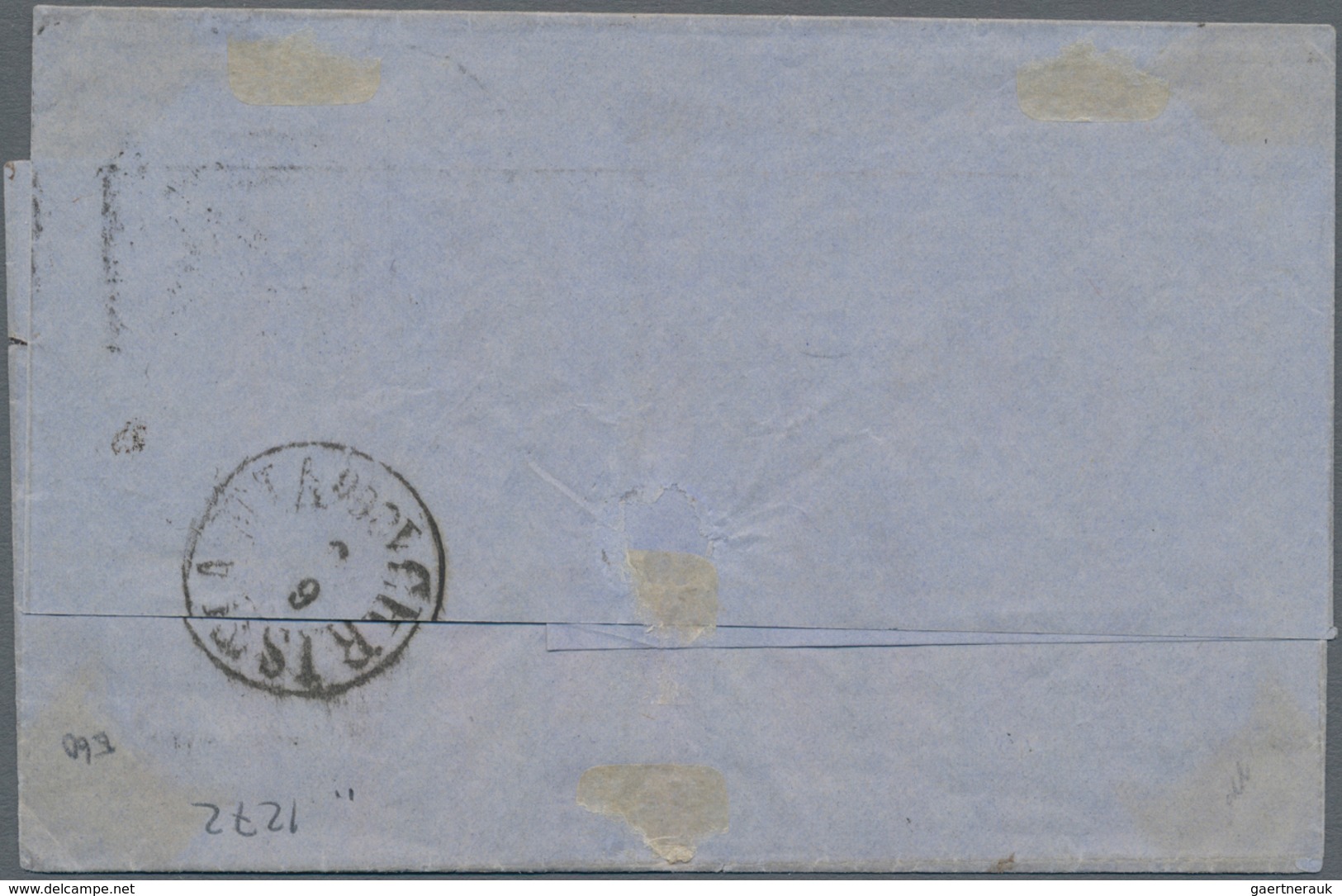 Dänemark: 1866, 4 S. Orange (horizontal Strip-3) Tied Duplex "181+SJ.JB.PSP B 3.3" To Folded Envelop - Other & Unclassified