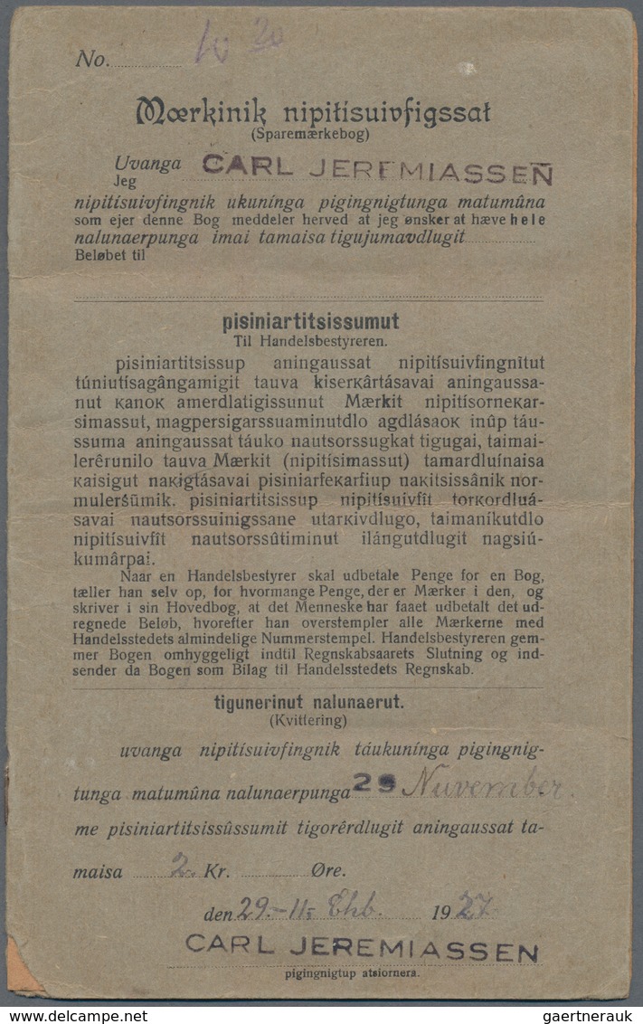 Dänemark - Grönländisches Handelskontor: 1927, Saving Booklet With Ten 20 Ore Pakke-Porto-Stamps. Al - Sonstige & Ohne Zuordnung
