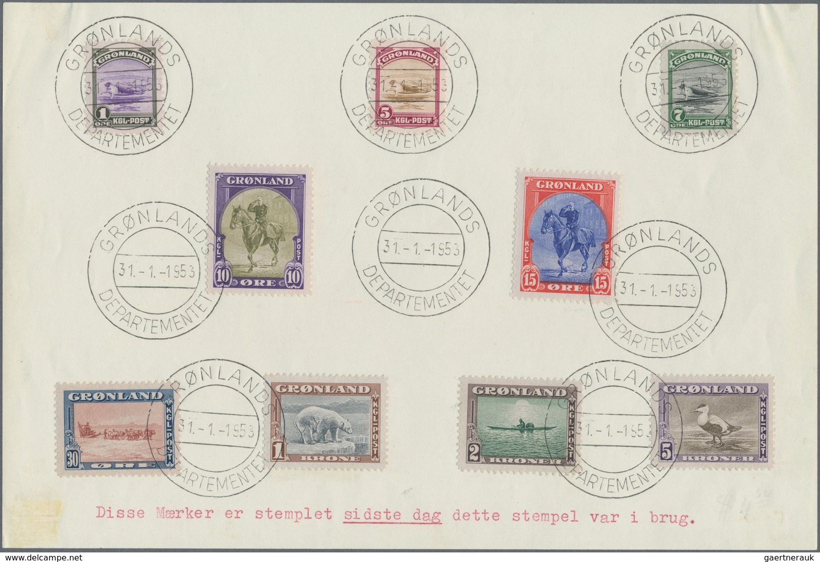 Dänemark - Grönland: 1945, New York Issue, Full Set On Cut Out With Last Day Cancellation Of The Can - Covers & Documents