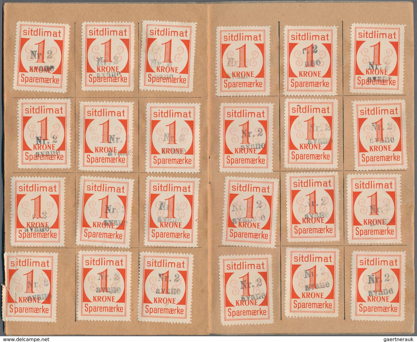 Dänemark - Grönland: 1950 Saving stamps booklet in grey containing the maximum of 144 large-numeral