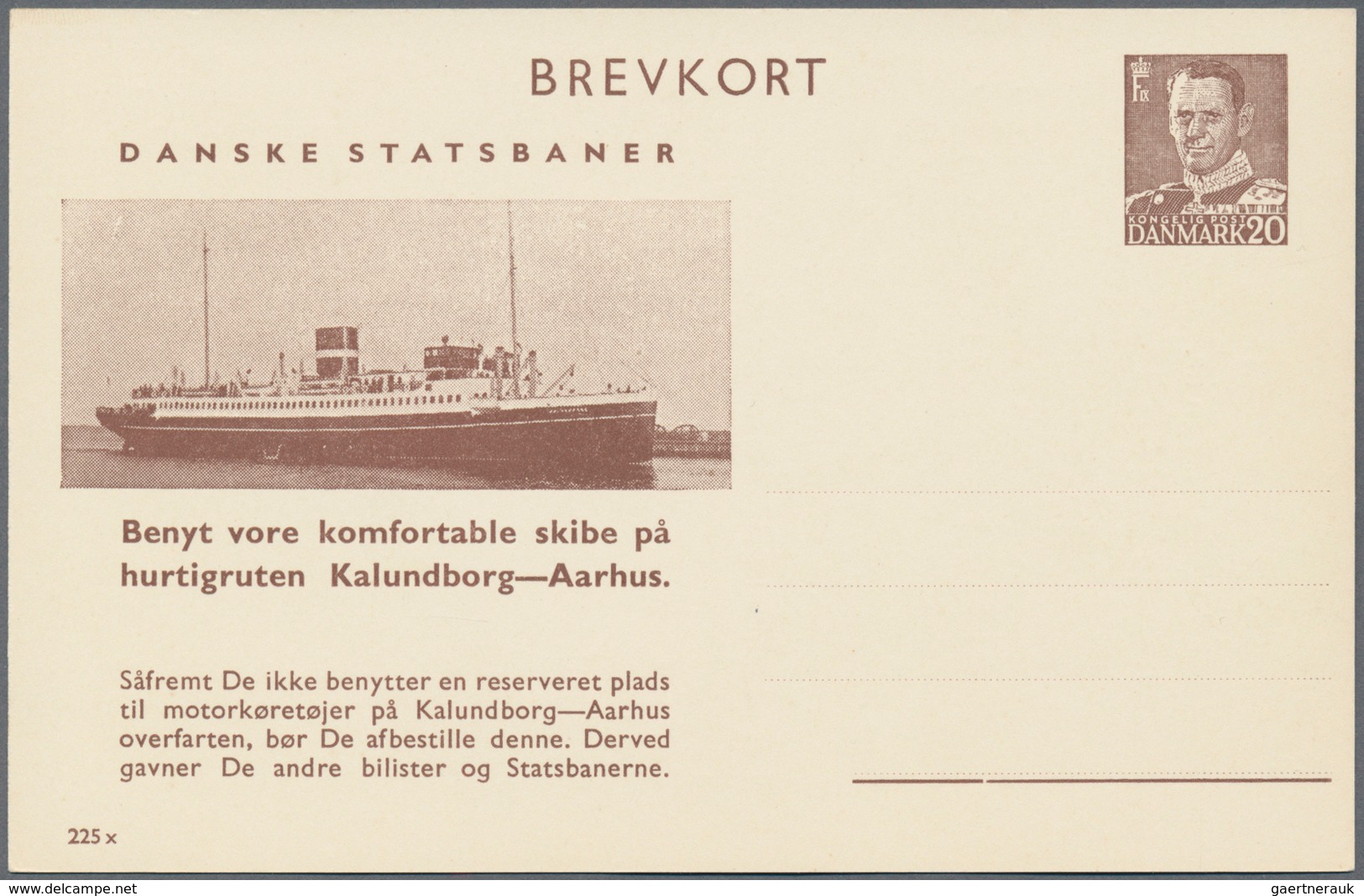 Dänemark - Ganzsachen: 1947-56 Three Different Postal Stationery Cards For The State Railway Ferry A - Postal Stationery