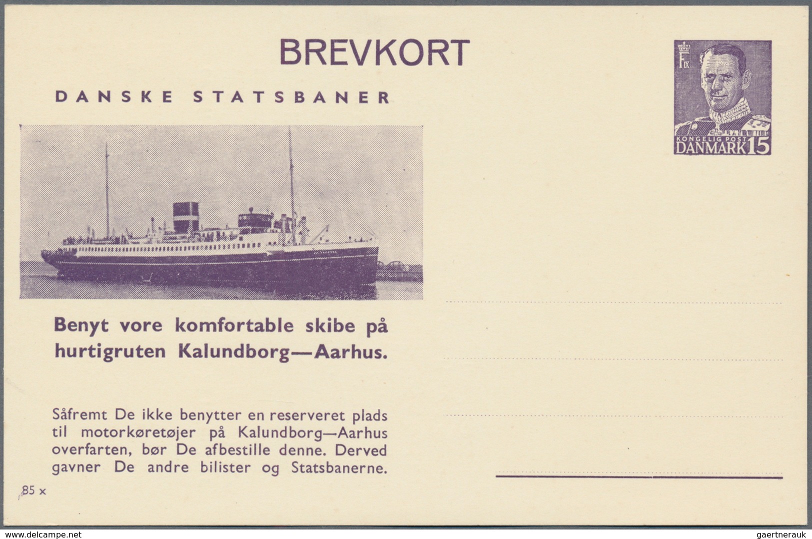 Dänemark - Ganzsachen: 1947-56 Three Different Postal Stationery Cards For The State Railway Ferry A - Postal Stationery