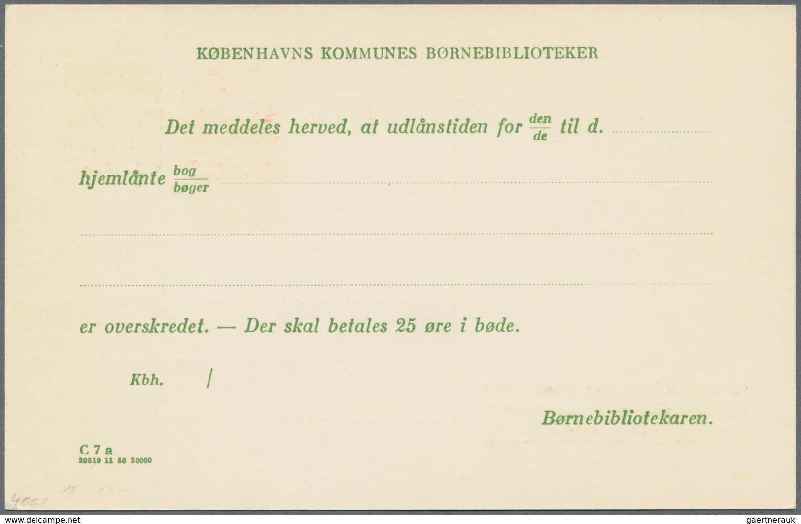 Dänemark - Ganzsachen: 1953, 10 Öre + 2 Öre Green/orange Service Postal Stationery Postcard From The - Postal Stationery
