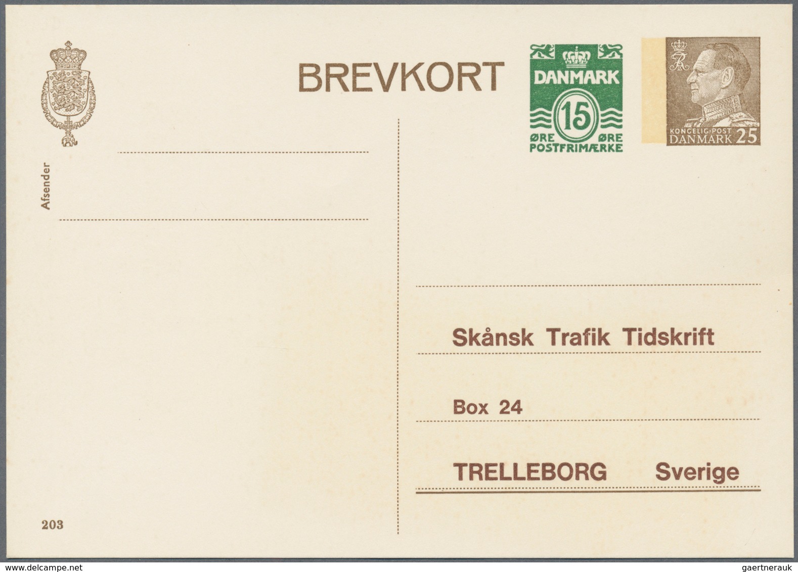 Dänemark - Ganzsachen: 1965 Postal Stationery Card 25+15 øre Brown And Green, Fluorescent Strip Betw - Postal Stationery