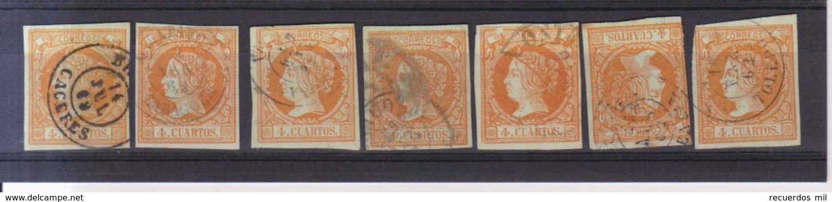 Año 1860 Edifil 52 Isabel II 7 Sellos Matasellos Varios - Usados