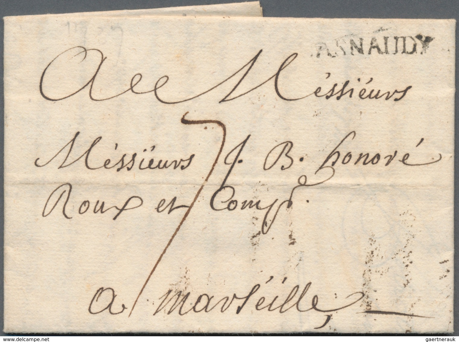 Frankreich - Vorphila: 1737, "CASNAUDY" One-liner (Casteinaudary/Lanquedoc) On Complete Folded Lette - 1792-1815: Départements Conquis