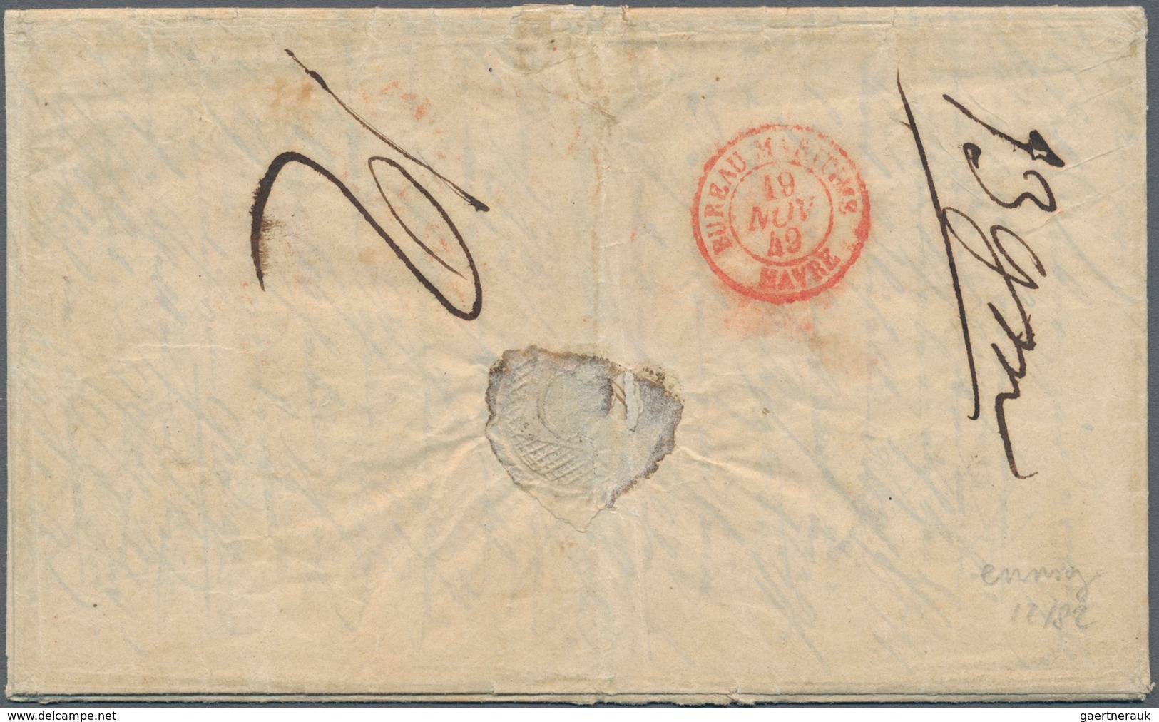 Frankreich: 1849 Ceres 1fr. Carmine And 20c. Black Used On Entire Letter From Lauterbourg To Rondout - Unused Stamps