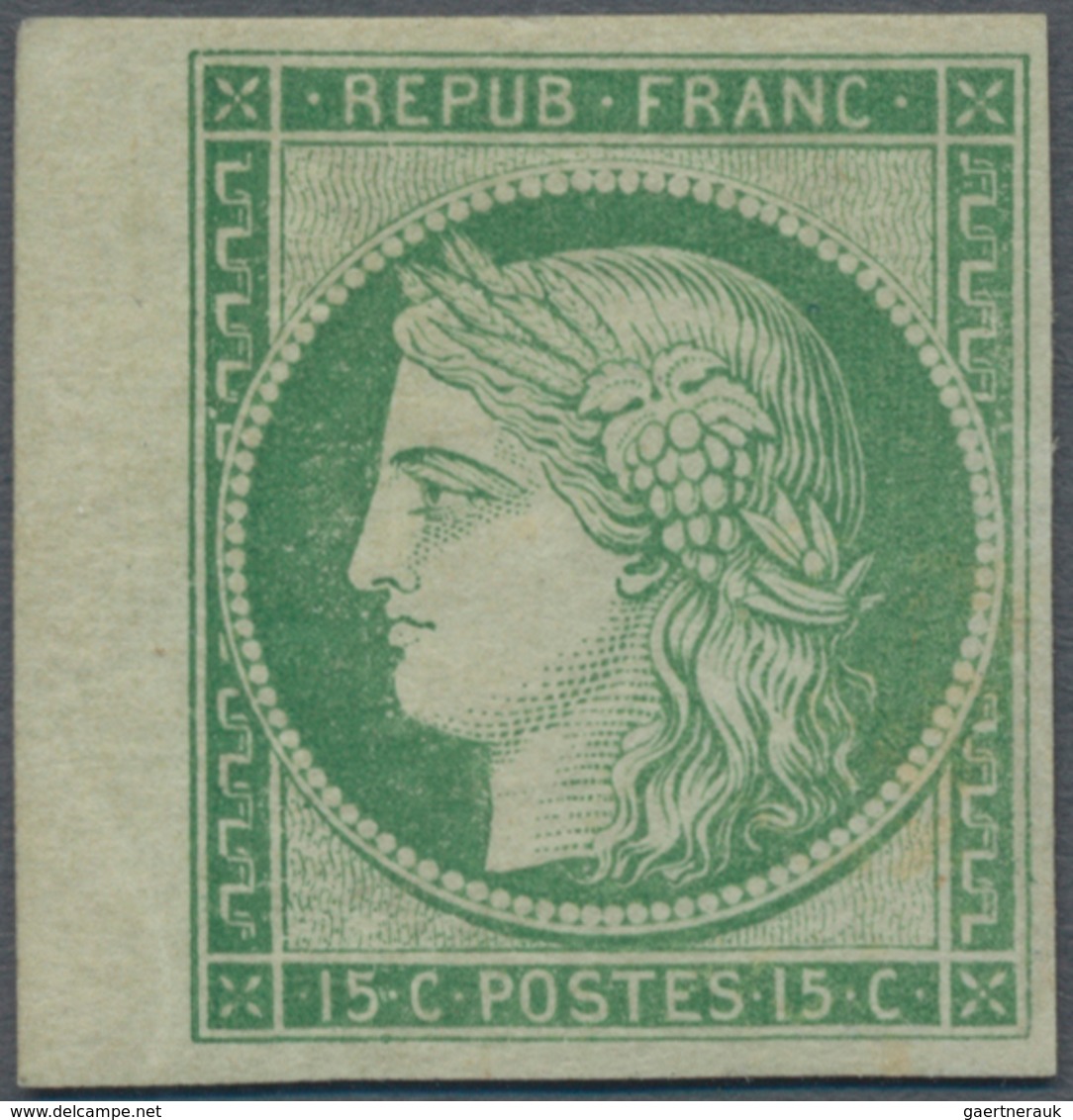 Frankreich: 1862, Ceres 15c. Yellow-geen, Reprint For Sir Rowland Hill, Left Marginal Copy, Fresh Co - Ungebraucht