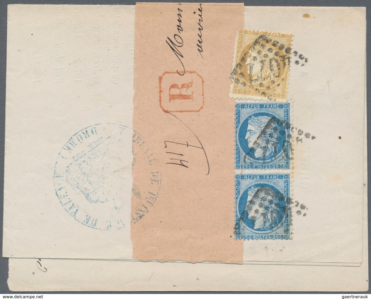 Frankreich: 1874, 25 C Blue On Bluish, Type II + Type III Vertical Se-tenant Pair, Together With 15 - Unused Stamps