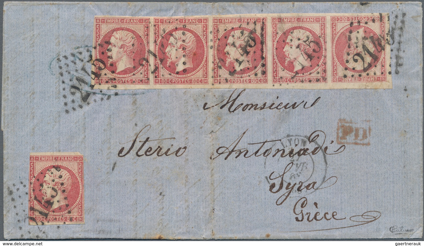 Frankreich: 1860 Napoleon 80c. Rose-carmine TÊTE-BÊCHE Pair Along With Three In Horizontal Strip Of - Ungebraucht