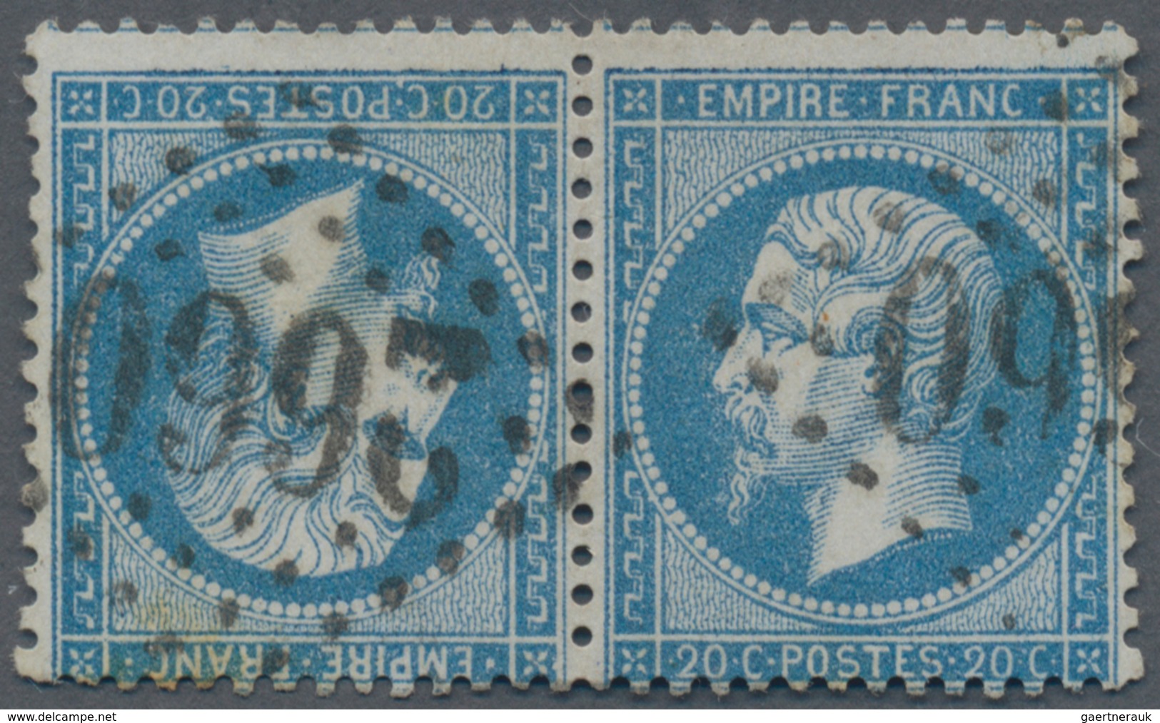 Frankreich: 1862, Napoleon 20c. Blue, Tête-bêche Pair, Fresh Colour, Slightly Flat Perfs/small Tear - Unused Stamps